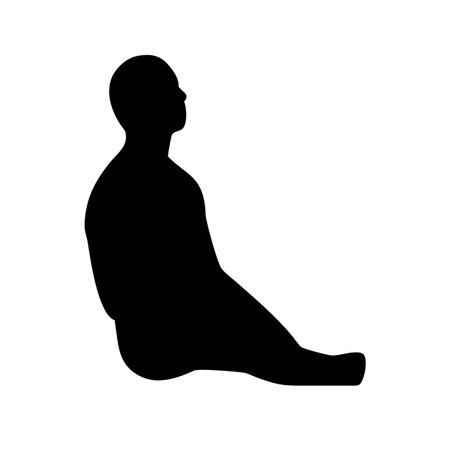 Vector silhouette of a man on a white background. Symbol of yoga.のイラスト素材