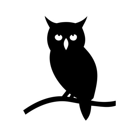 Owl on a branch icon on white background. Vector illustration.のイラスト素材