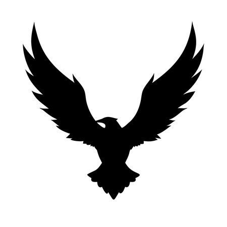 Silhouette of a flying eagle on a white background. Vector illustrationのイラスト素材