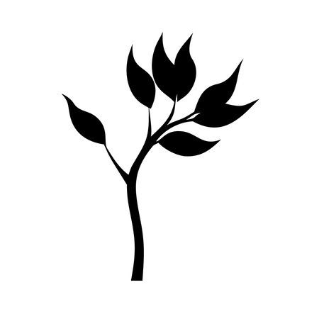 leafs plant ecology isolated icon vector illustration design  black and whiteのイラスト素材