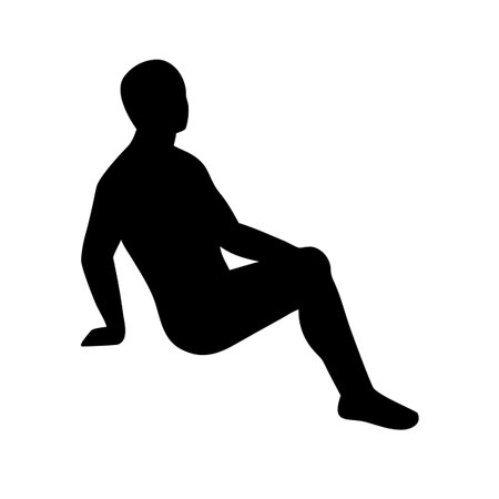 Vector silhouette of a man sitting on the floor. Isolated.のイラスト素材