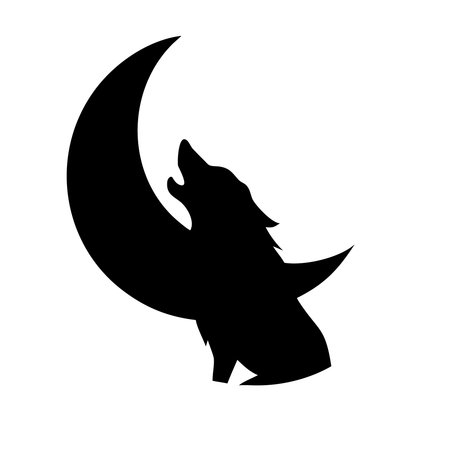 Black silhouette of a wolf on a white background. Vector illustration.のイラスト素材