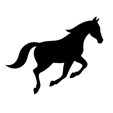 Black silhouette of a running horse on a white background. Vector illustrationのイラスト素材