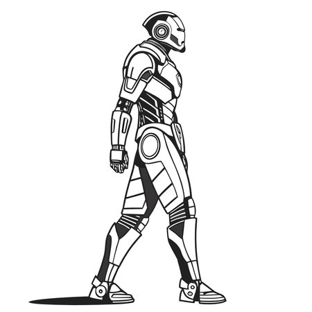 Astronaut in spacesuit. Black and white vector illustration.のイラスト素材