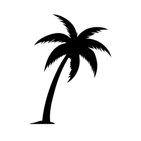 silhouette of palm tree icon over white background, vector illustrationのイラスト素材