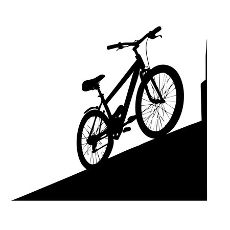 Bicycle on a hillside. Vector illustration on white background.のイラスト素材