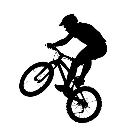 Silhouette of a cyclist on a white background. Vector illustrationのイラスト素材