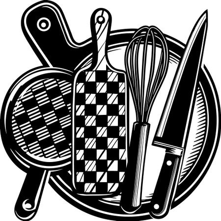 Kitchen Utensils.Vector illustration ready for vinyl cutting.のイラスト素材
