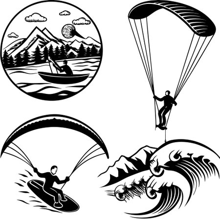 Paraglider.Vector illustration ready for vinyl cutting.\""のイラスト素材
