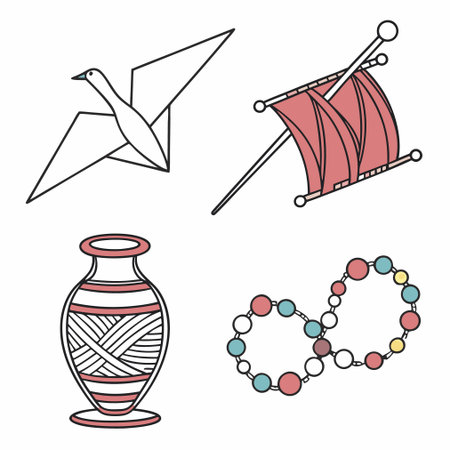 Hand drawn vector illustration of a set of objects and symbols for needlework.のイラスト素材