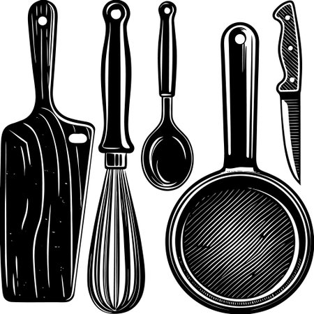 Kitchen Utensils.Vector illustration ready for vinyl cutting.のイラスト素材