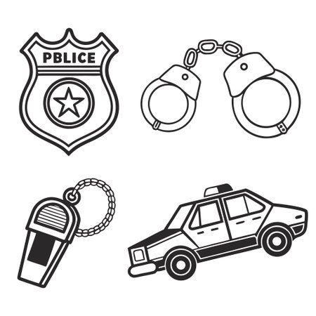 police badge and police car vector set. police badge and police car vector setのイラスト素材