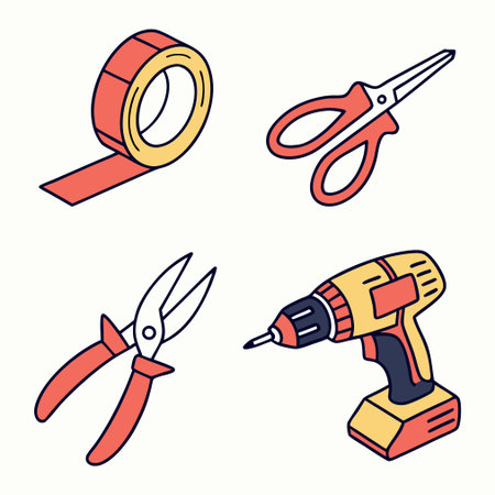 Set of tools for repair. Vector illustration in doodle style.のイラスト素材