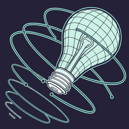 Vector illustration of a lightbulb on a blue background. The concept of a new idea.のイラスト素材
