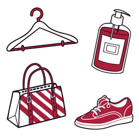 Vector illustration of a set of women's accessories on a white backgroundのイラスト素材