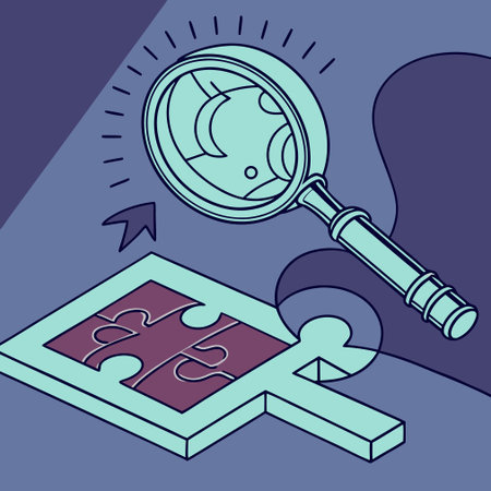 Magnifying glass and puzzle piece over blue background vector illustration graphic designのイラスト素材
