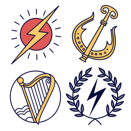 Set of vector linear icons on the theme of music. The symbols of musical instruments.のイラスト素材