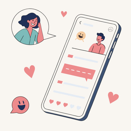Online dating app. Vector illustration in flat cartoon style. Isolated on white background.のイラスト素材