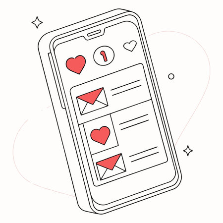 Smartphone with message and hearts on the screen. Vector illustration.のイラスト素材