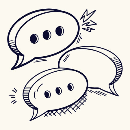 Speech bubbles. Hand drawn vector illustration in doodle style.のイラスト素材