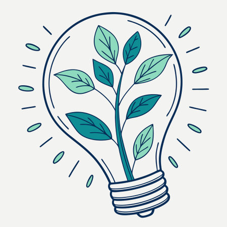 Light bulb with green leaves inside. Eco idea concept. Vector illustration.のイラスト素材