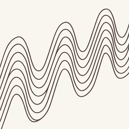 Wavy, waving, billowy and undulating lines. Oscillation, pulse, pulse effect. Abstract monochrome background. Vector illustrationのイラスト素材