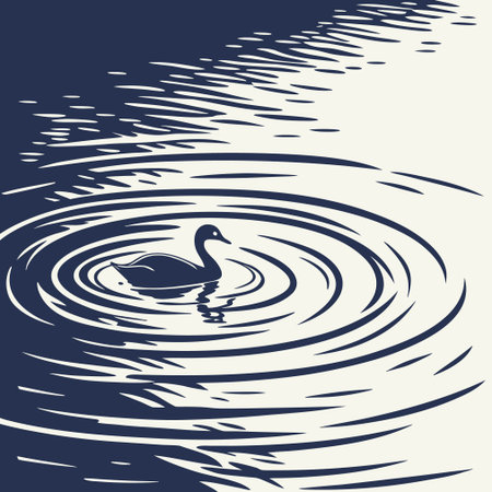 Swan on the water. Vector illustration in a flat style.のイラスト素材
