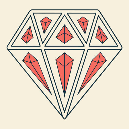 Diamond icon in flat style. Diamond vector illustration on beige background.のイラスト素材