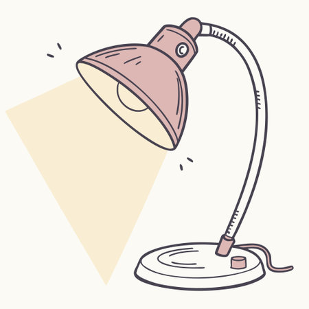 Illustration of a desk lamp in doodle style on white backgroundのイラスト素材