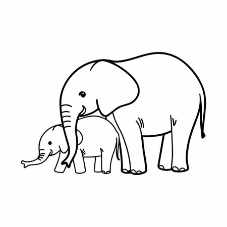 cute little elephant with baby in the trunk vector illustration designiconのイラスト素材