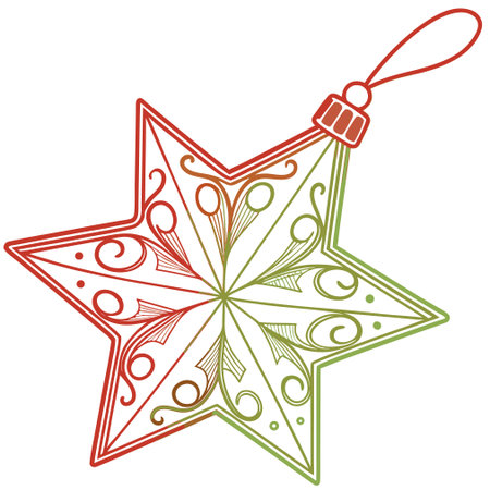 christmas star ornament decoration icon vector illustration design graphic doddleのイラスト素材