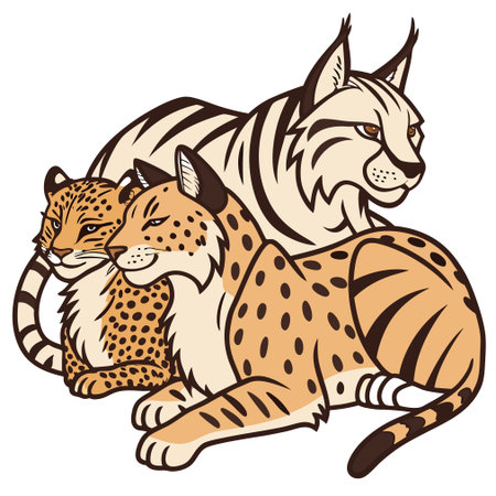 Illustration of a cheetah and a cheetah catのイラスト素材