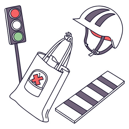 Vector illustration of a set of safety equipment on white background. Safety equipment.のイラスト素材
