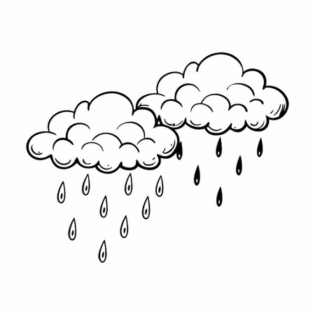 Clouds with rain icon. Vector illustration of clouds with raindrops.のイラスト素材