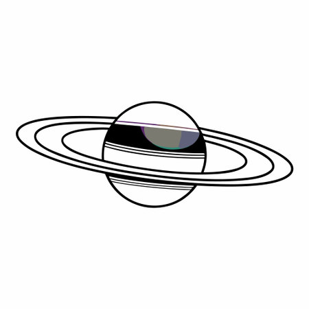 saturn planet icon image vector illustration design  black and white colorのイラスト素材