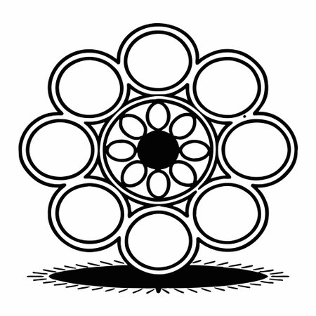 Black and white vector illustration of a circular pattern on a white backgroundのイラスト素材