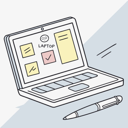 Illustration of laptop with checklist on screen, vector eps10のイラスト素材