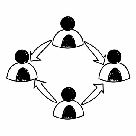 Teamwork concept. Hand drawn black and white vector illustration in doodle style.のイラスト素材