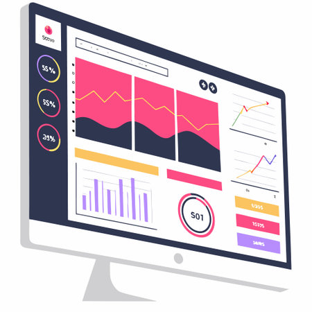 Computer monitor with infographics. Vector illustration in flat style. EPS 10のイラスト素材