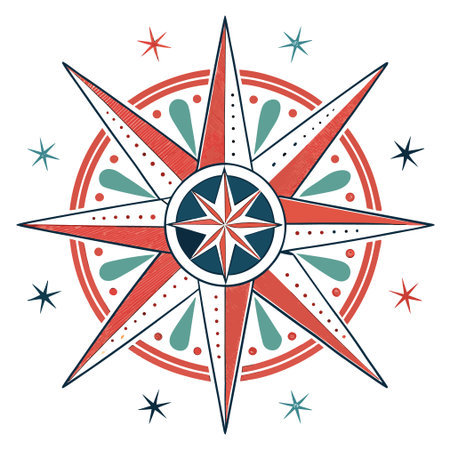 Vector illustration of a red and blue compass. Isolated on white background.のイラスト素材