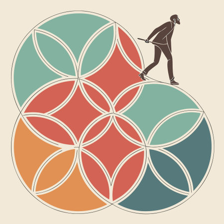Businessman walking on a circle diagram. Business concept. Vector illustration.のイラスト素材