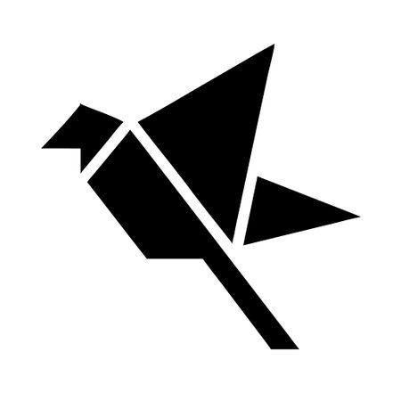 Paper origami bird black simple icon on white background for web designのイラスト素材