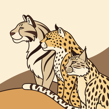 Cheetah and cheetah. Vector illustration in cartoon styleのイラスト素材
