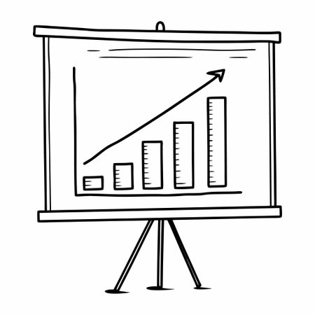 Vector illustration of a blackboard with a graph on it. Isolated on white background.のイラスト素材