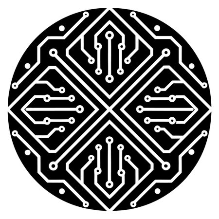Circuit board vector icon. Vector illustration isolated on white background.のイラスト素材