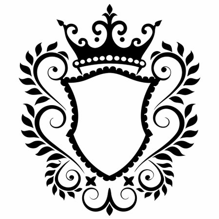 Illustration of heraldic shield with crown and laurel wreathのイラスト素材