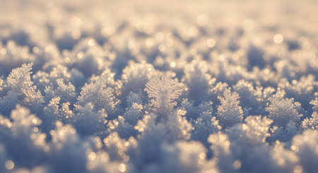 Macro shot of snowflakes in sunlight. Winter background.の素材