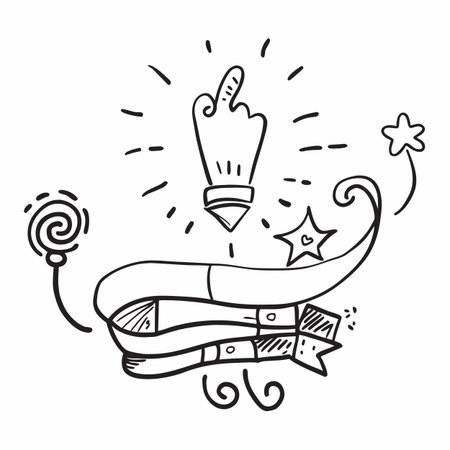 Hand drawn doodle magic wand. Vector illustration for your designのイラスト素材