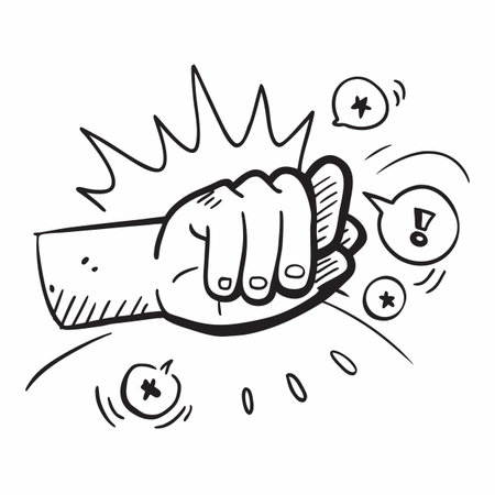 Hand drawn doodle of a hand with a phone. Vector illustrationのイラスト素材