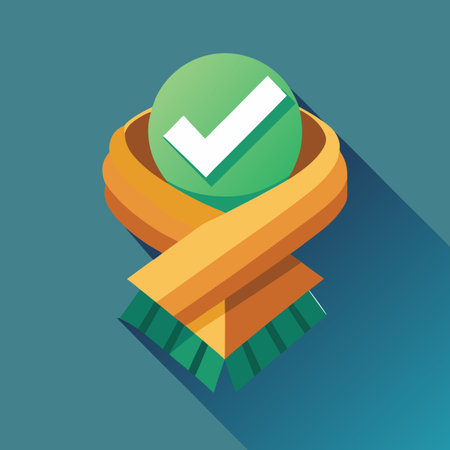 A vector illustration of a scarf with a check mark, perfect for winter, fashion, or design projects.のイラスト素材